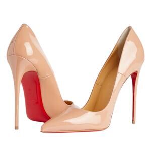 Christian Louboutin So Kate 120mm Patent Leather Pumps Beige Size 37.5